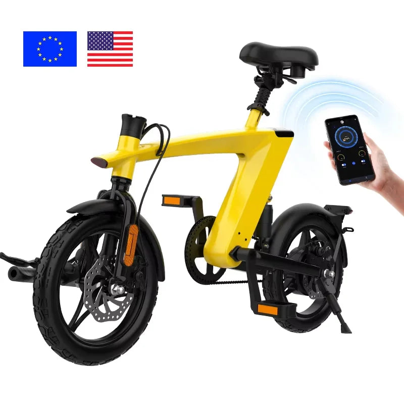 H1 Aluminum Alloy 14" Fat Tire Electric Bike 250W Folding E-Bike with 3-Speed and Disc Brakes