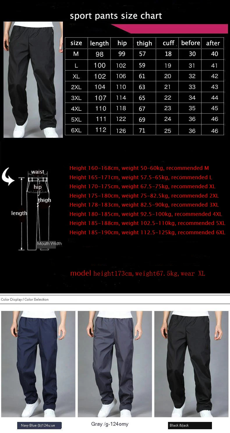 Spring Summer Men's Sportwear Casual Mens Joggers Pants Loose Straight Trousers Large Size Sweatpants Fashion Tracksuit Men