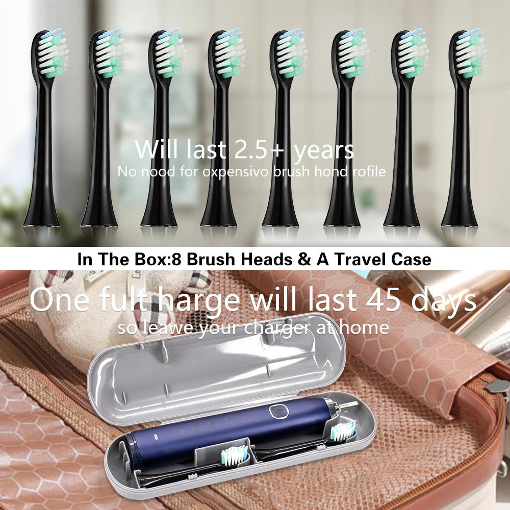 2025 Hot Selling IPX7 Waterproof Sonic Electric Toothbrush Portable Wireless Automatic Medium Cleaning for Home & Hotels