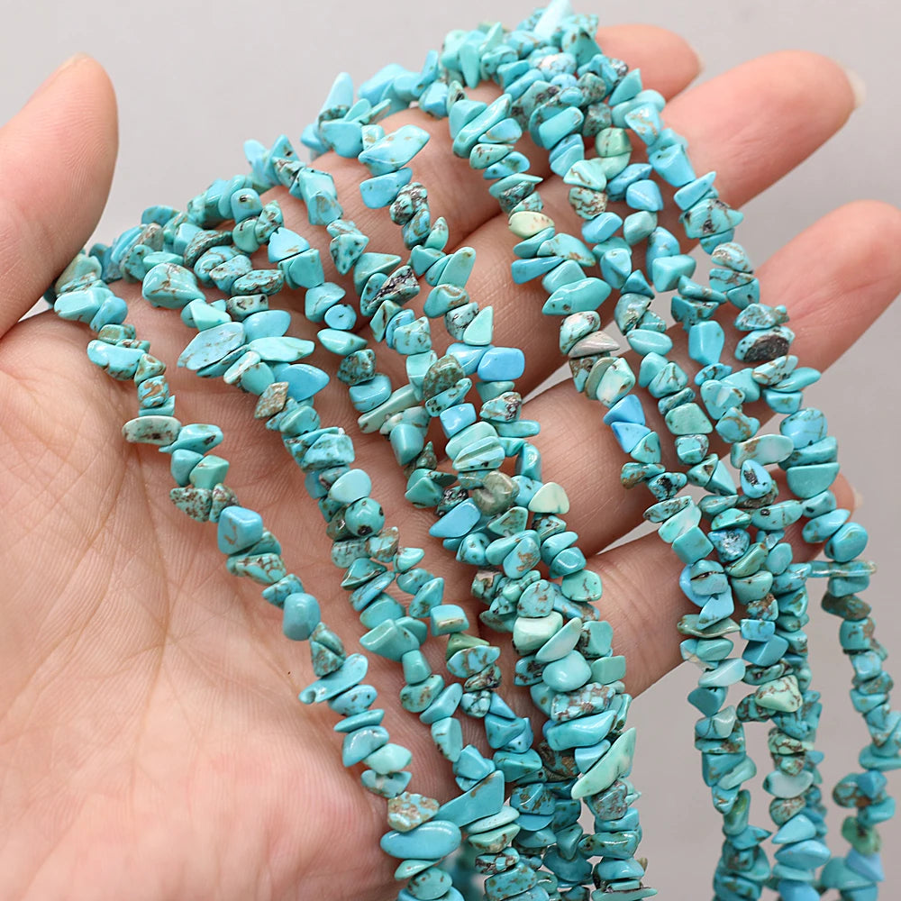 40cm Natuurlike Blou Turkoois Klip Onreëlmatige Spaanders Gruis Los Krale vir Vroue Armband Juweliersware Toebehore Grootte 3x5-4x6mm