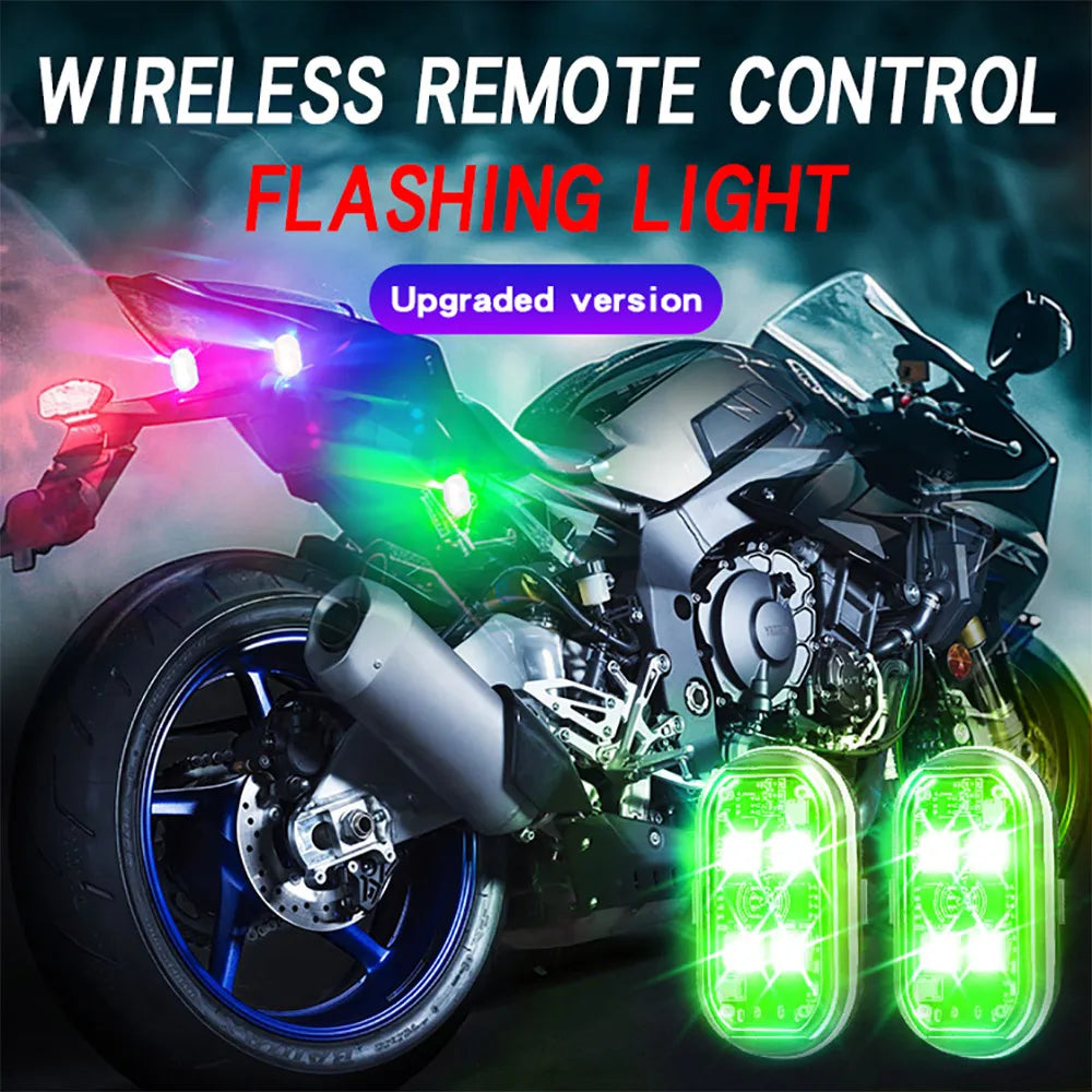 4pcs Wireless Remote Control 8 Color Rechargeable Waterproof LED Strobe Lights Car Decor Atmosphere Anti Collision Warning Lamp