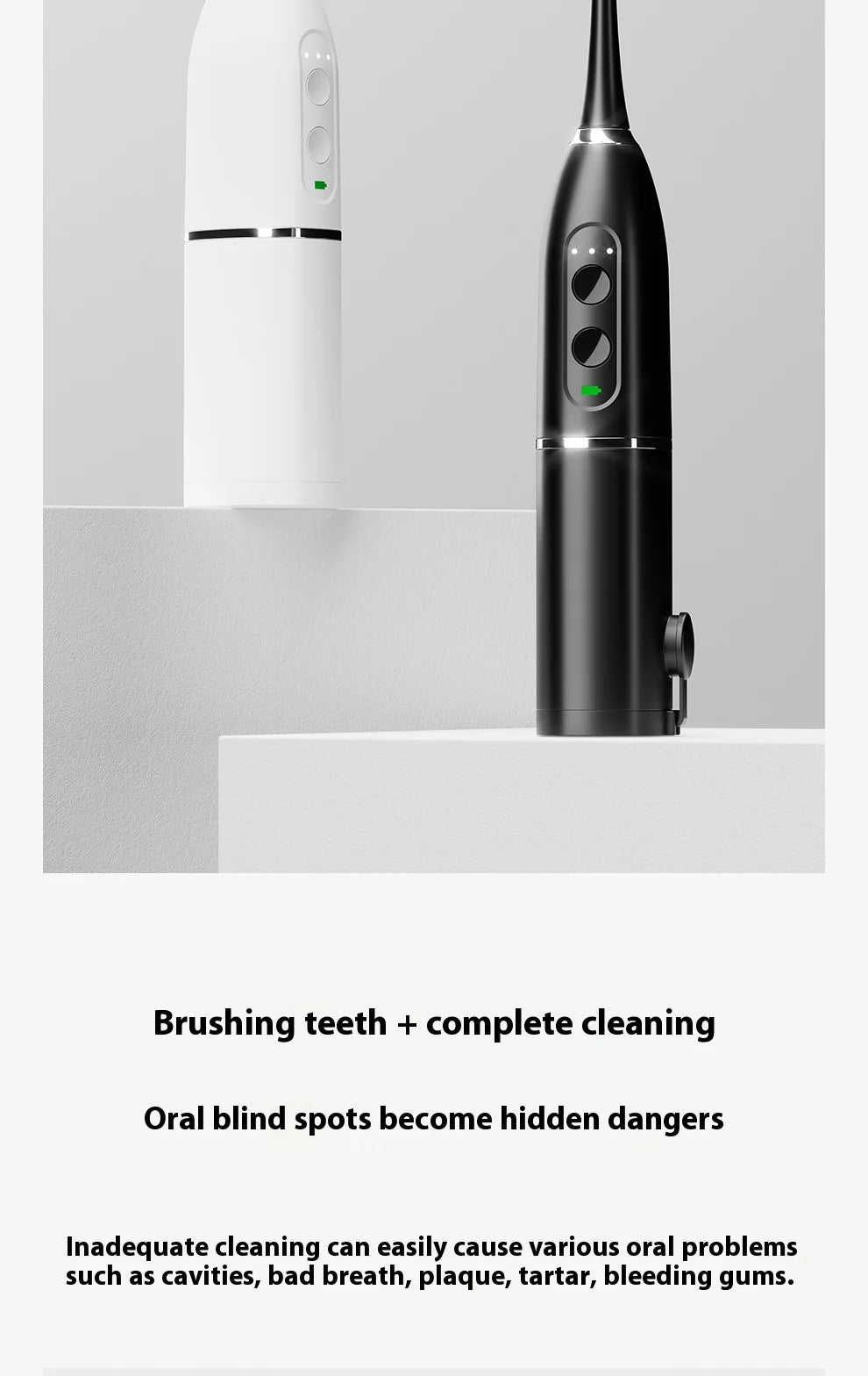 Direct Factory's New Portable 2-in-1 Sonic Vibration Electric Toothbrush Water Dental Flosser Household Dental Scaler Plastic