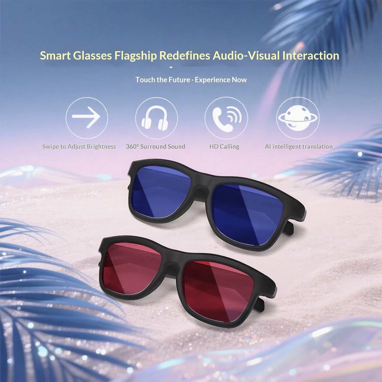 Smarte Brille mit photochromen und dimmbaren Gläsern, Unterstützung für Musikwiedergabe, Anrufe und KI-Übersetzung. Hergestellt in China.