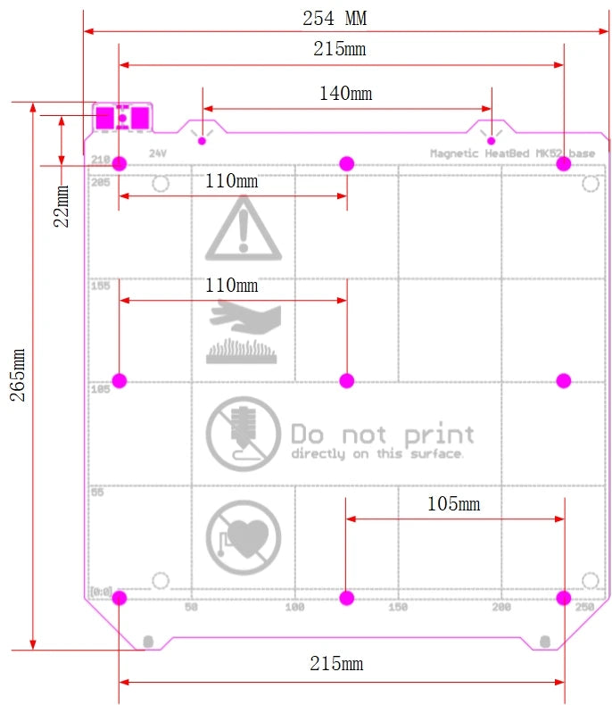3d Printer Parts Clone Prusa i3 MK3 3d printer heated bed with/no Magnetic MK52 Heatbed bed 24V / 12V Option