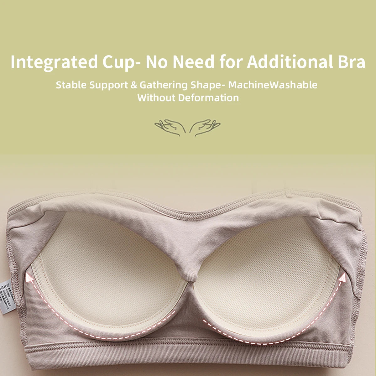 Wireless Bandeau Bra Eco-Friendly Thin Cotton Knitted Simple Design Convertible Flat Shoulder Straps Breathable Light Support