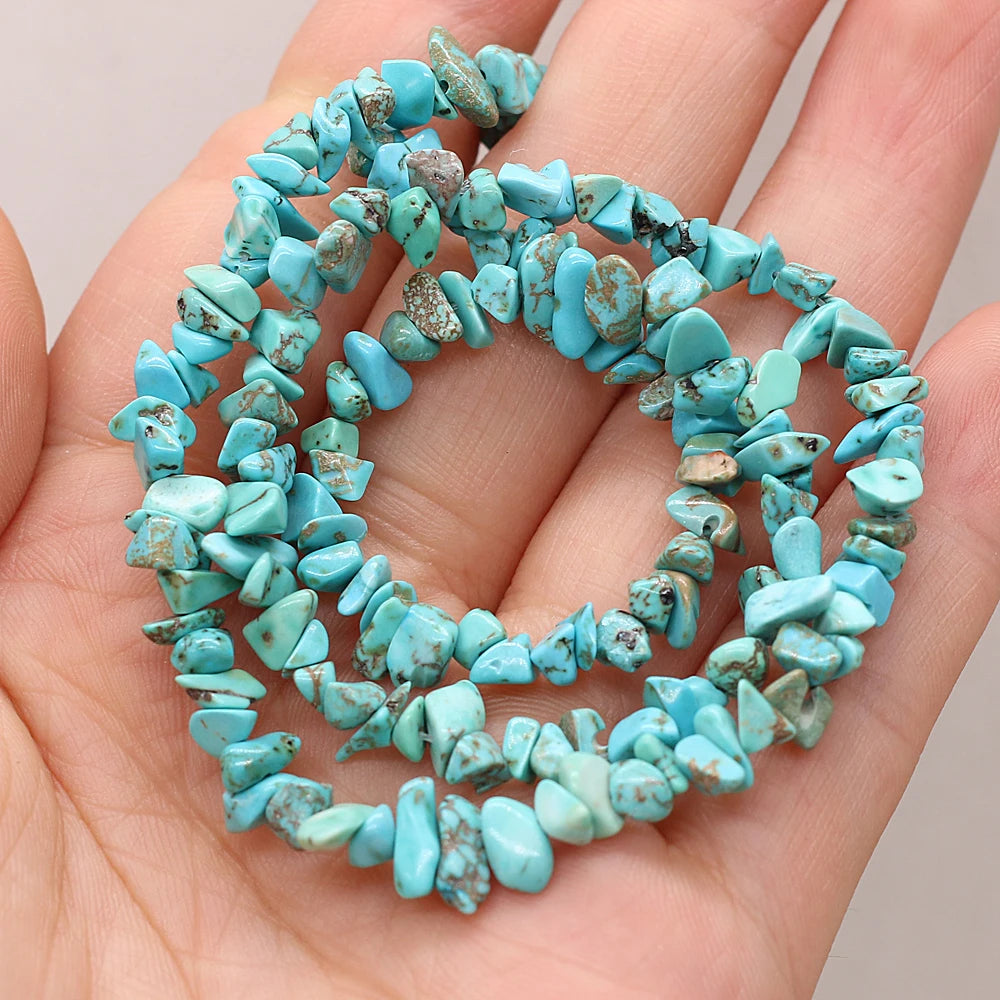 40cm Natuurlike Blou Turkoois Klip Onreëlmatige Spaanders Gruis Los Krale vir Vroue Armband Juweliersware Toebehore Grootte 3x5-4x6mm