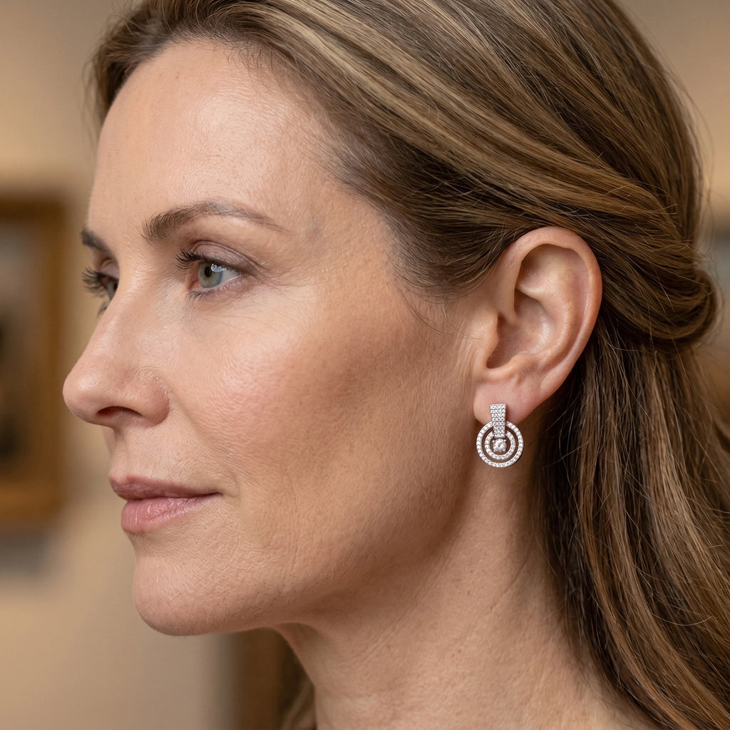 Custom Fashion Modern Geometric Luxury Diamond CZ 925 Silver Cubic Zirconia Stud Earrings Indian Statement Jewelry for Women