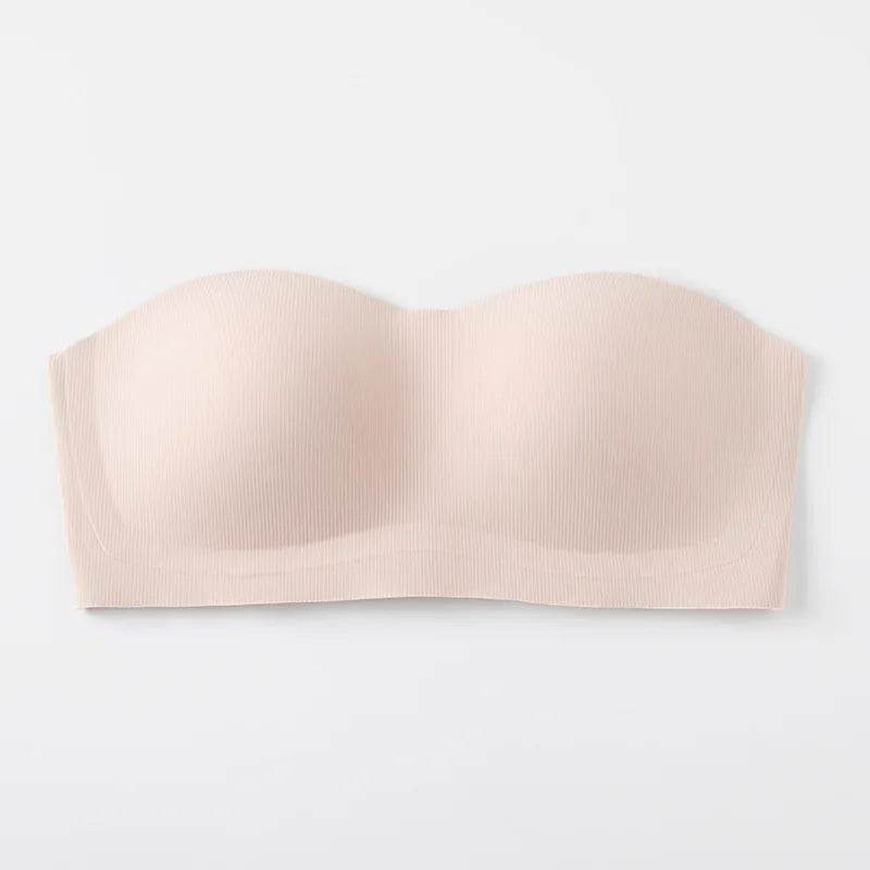 Steady Cup Anti-slip Traceless Foundation Liquid Strapless Bra Women's Wire-free Small Bust Push-up Back Bra