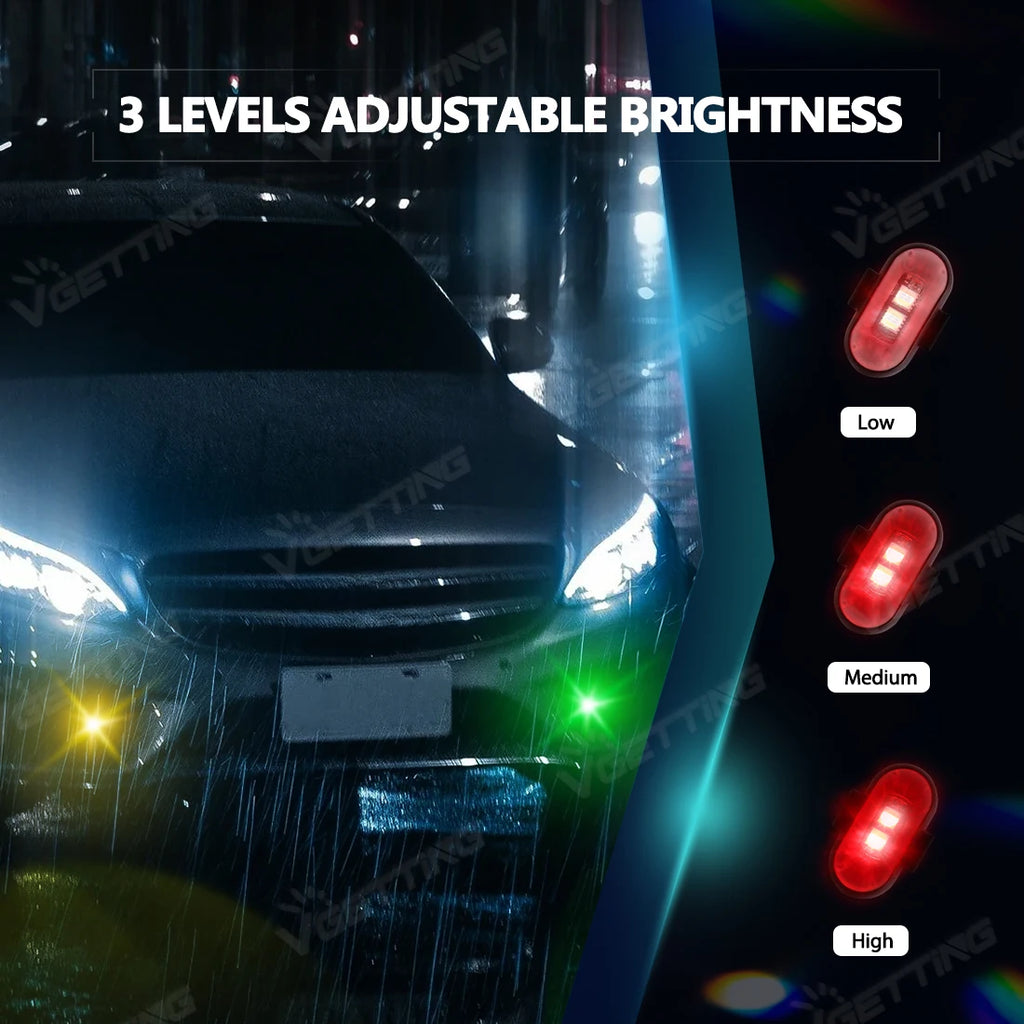 Wireless LED Strobe Lights for Car Motorcycle Drone Aircraft Bike with Remote Control 8 Colors USB Charing LED Warning Light