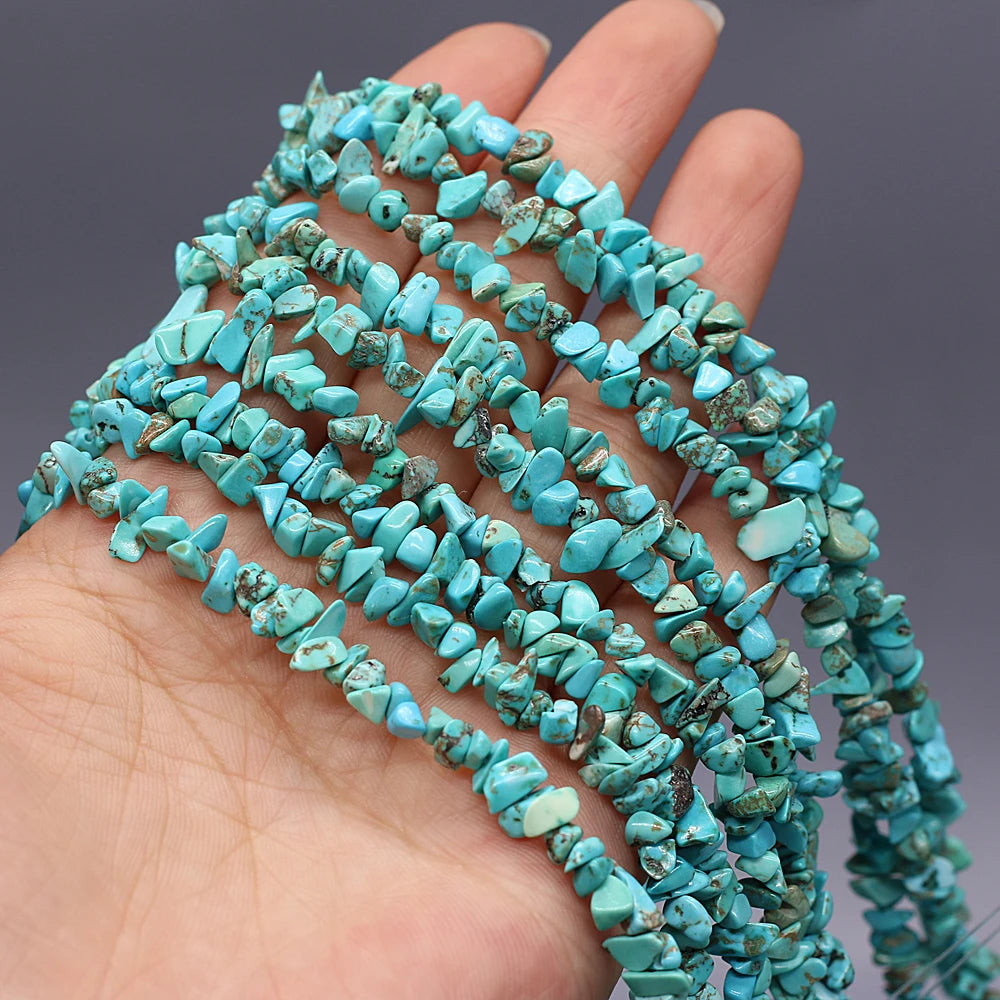 40cm Natuurlike Blou Turkoois Klip Onreëlmatige Spaanders Gruis Los Krale vir Vroue Armband Juweliersware Toebehore Grootte 3x5-4x6mm