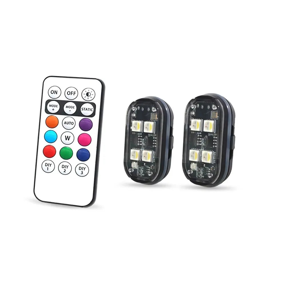 Remote Control 8 Color LED Car Decor Atmosphere Light Condition Motorcycle  Anti-Collision Drone Turn Signal LED Strobe Lights