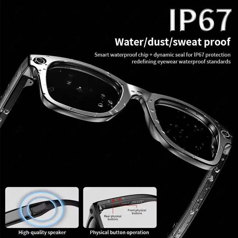 2026 Brand New AI Smart Glasses 8MP Camera Color-Changing WiFi/5G/4G IPX-6 Waterproof Dual Camera Smart Voice Assistant Music