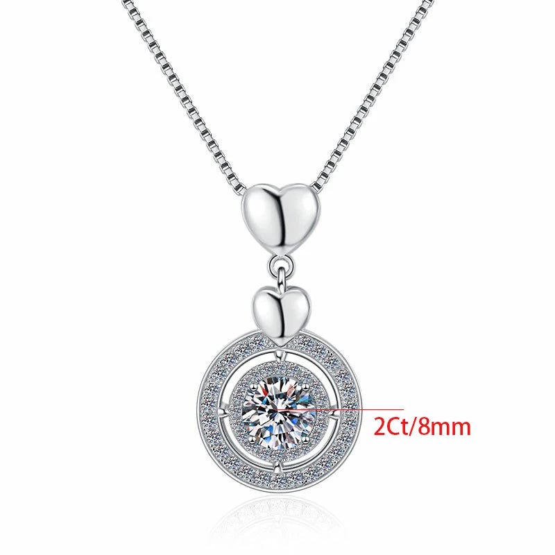 Fine Fashion Classic Jewelry S925 Sterling Silver Moissanite Round Cut Synthetic Diamond Pendant Necklace Holiday Gift of Women