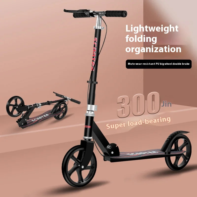 Large Two-Wheeled Kick Scooter for Adults and Teens Planar Wheel Device for Work City Campus Skateboarding