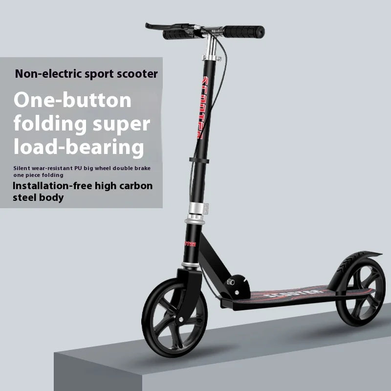 Large Two-Wheeled Kick Scooter for Adults and Teens Planar Wheel Device for Work City Campus Skateboarding