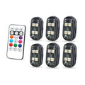 4pcs Wireless Remote Control 8 Color Rechargeable Waterproof LED Strobe Lights Car Decor Atmosphere Anti Collision Warning Lamp