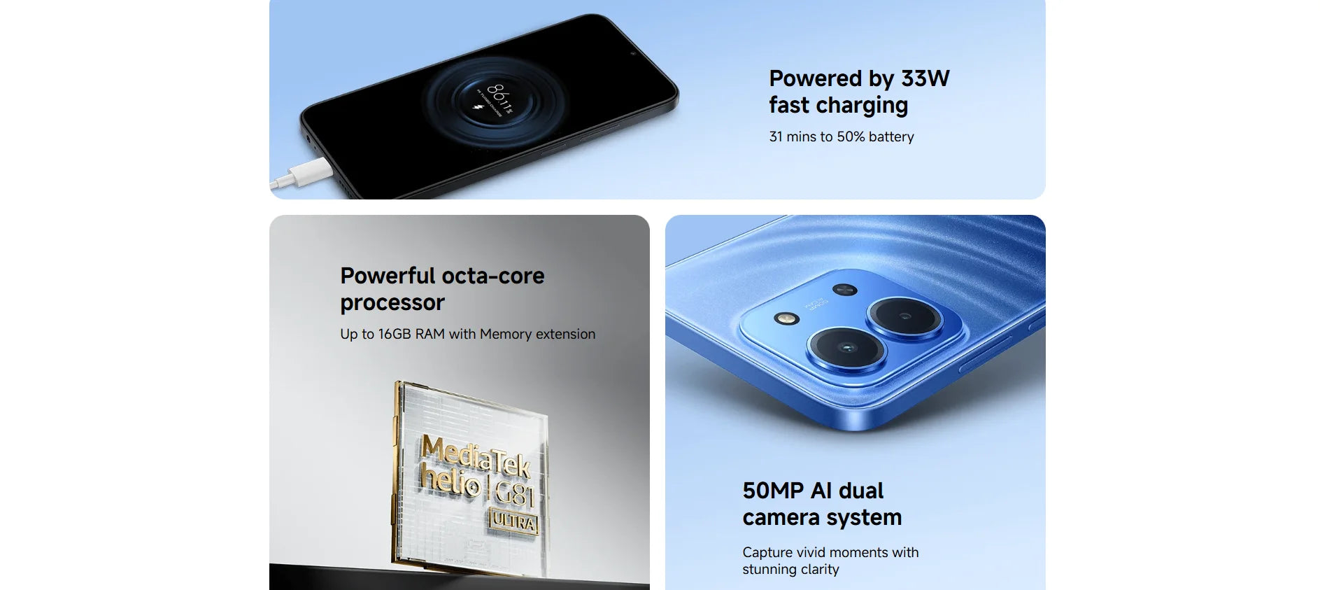 Global Version for Redmi 15C Octa Core LTE HD 6+128G Mobile Phone Original Cellphone Smartphone