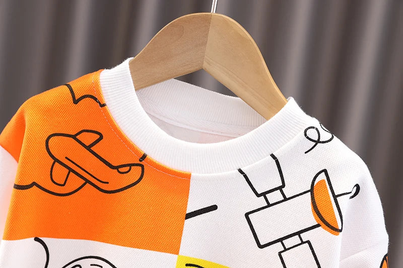 New Spring Autumn Baby Boys Girl Cartoon Cotton Printe Hoodies Children Kids Casual T-Shirt Sportswear Infant Clothing 0-5 Years