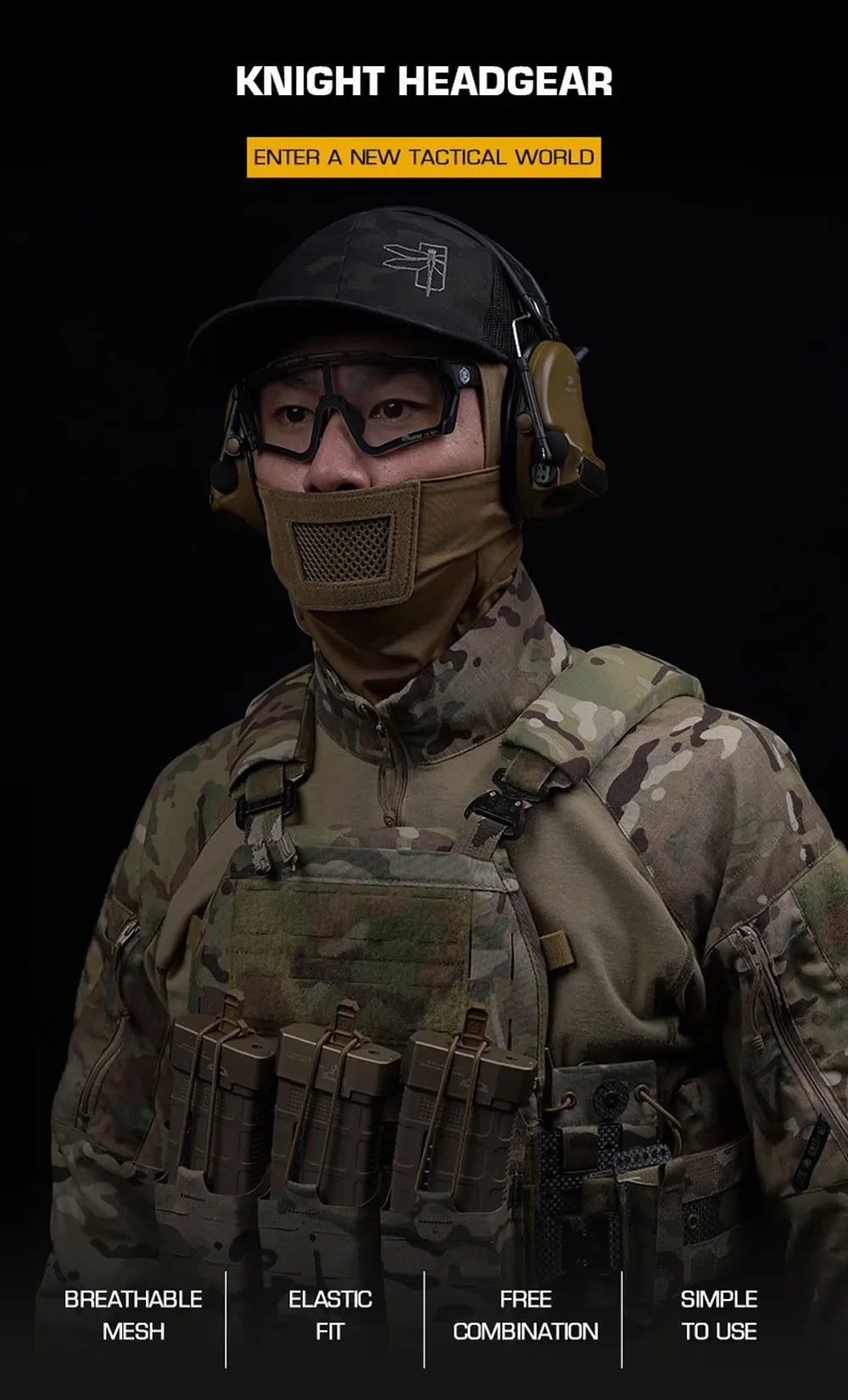 Airsoft Mask for Men Sport Mask Balaclava Headgear Full Face Protection Knight Headwear for Paintball Hunting Sport Cycling
