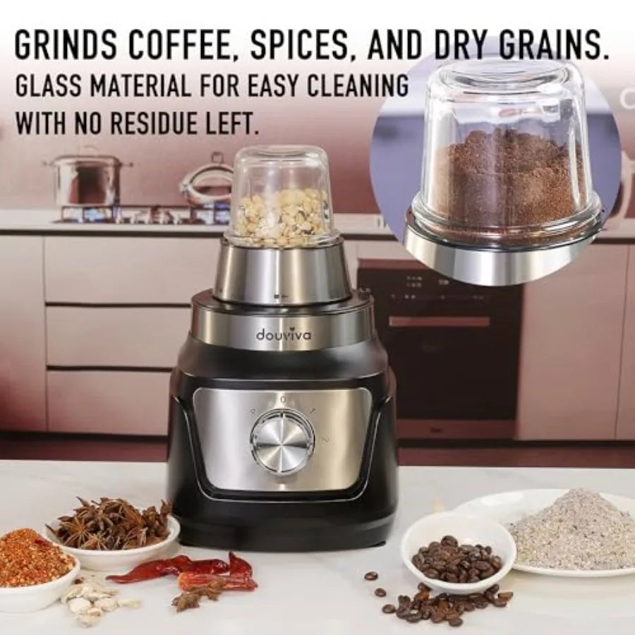 Blender Food Processor Combo 1000W 68oz Processor Bowl with 24oz To-Go Lid Cup for Smoothies Shakes Mixing Shredding Slicing Ch