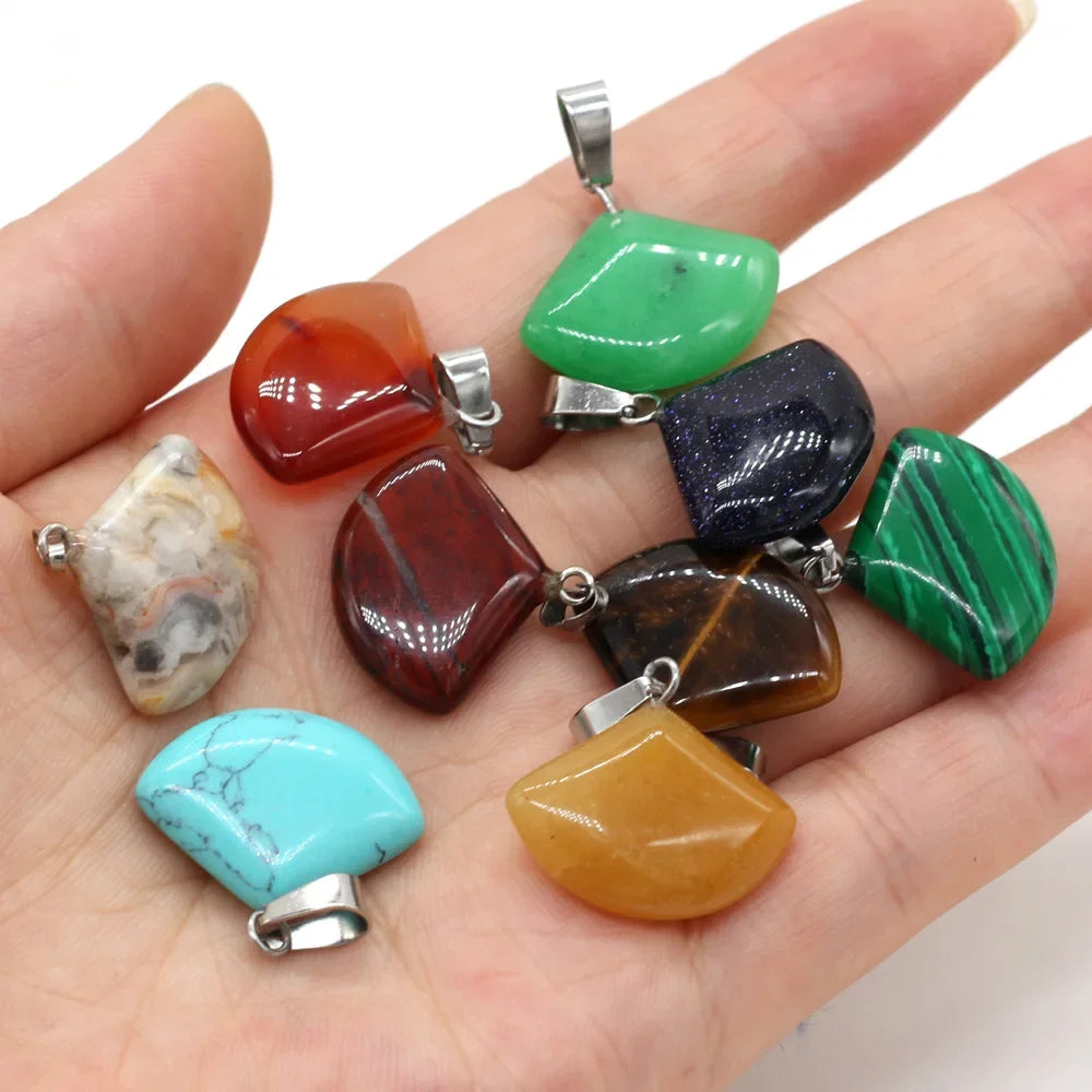 12pcs Natural Stone Pendant Mix Colors Women Natural Jewelry Charms fit DIY Necklace Making Wholesale Multiple Shapes