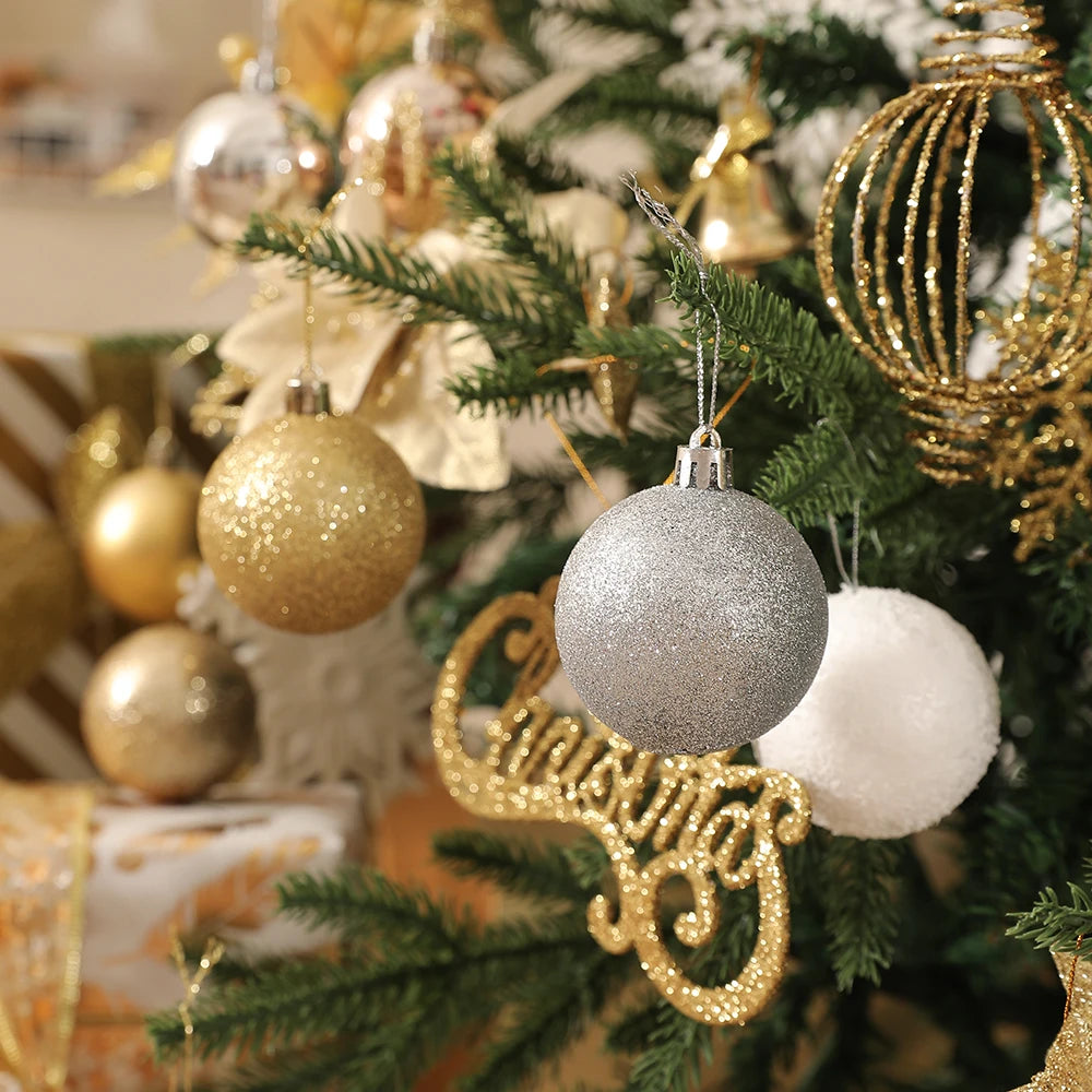 24Pcs/Box 3-4cm Christmas Balls Christmas Tree Ornament Ball Xmas Hanging Tree Pendant Home Party Decor New Year Gifts
