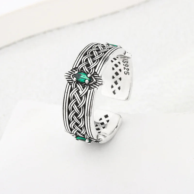 Fashion 925 Sterling Silver Retro Pattern Adjustable Rings For Women Girls Engagement Luxury Fine Jewelry Argent 925 Jewellery