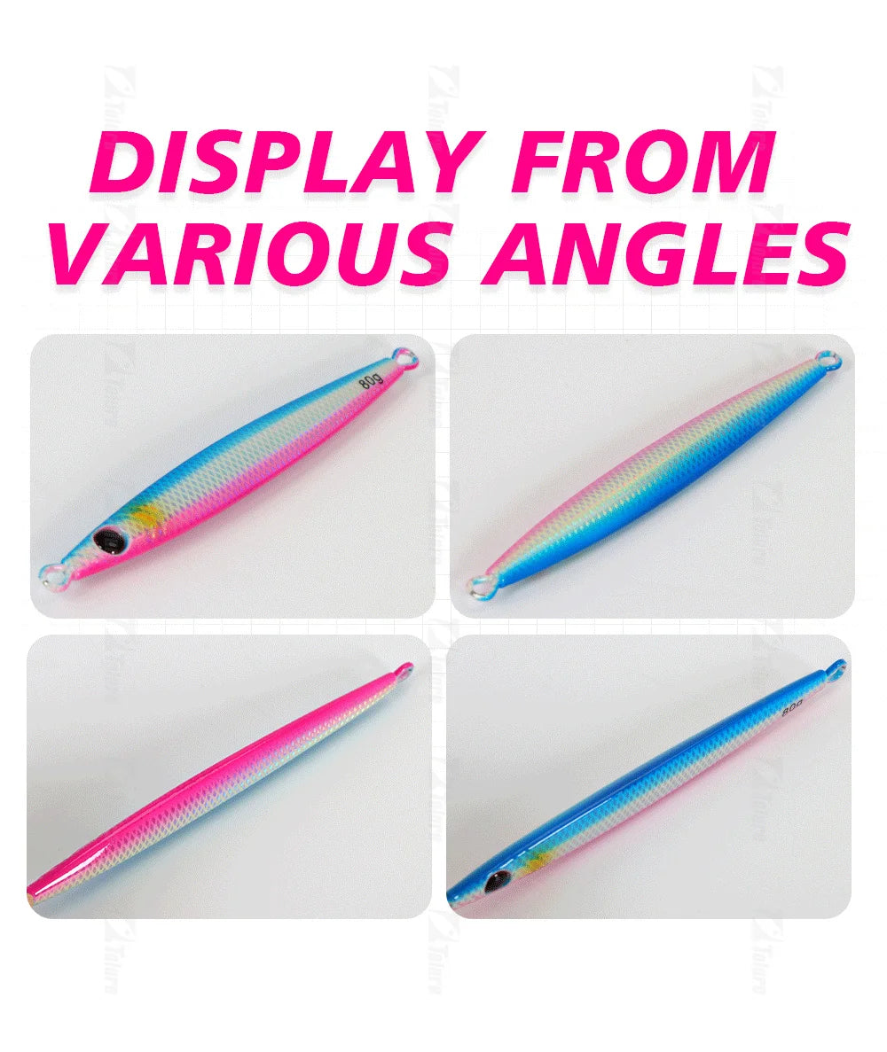 TOLU 2024 New 40g/60g/80g Fast Sinking Jigging Fishing Lure Laser Paper Coating Luminous Jig Lure Sea Fishing Trolling Jigging