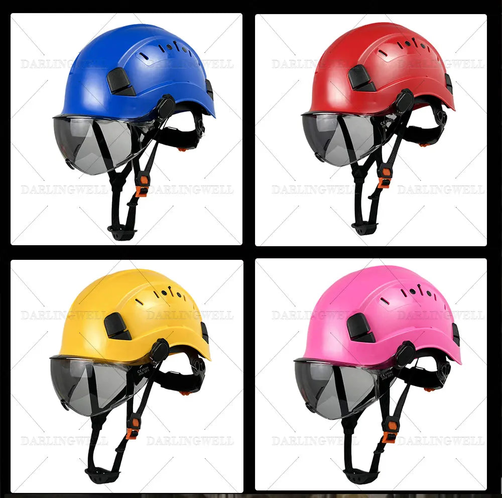 Safety Helmet With Goggles Men's Construction Hard Hat High Quality ABS Protective Helmets Work Cap For Working Climbing Riding