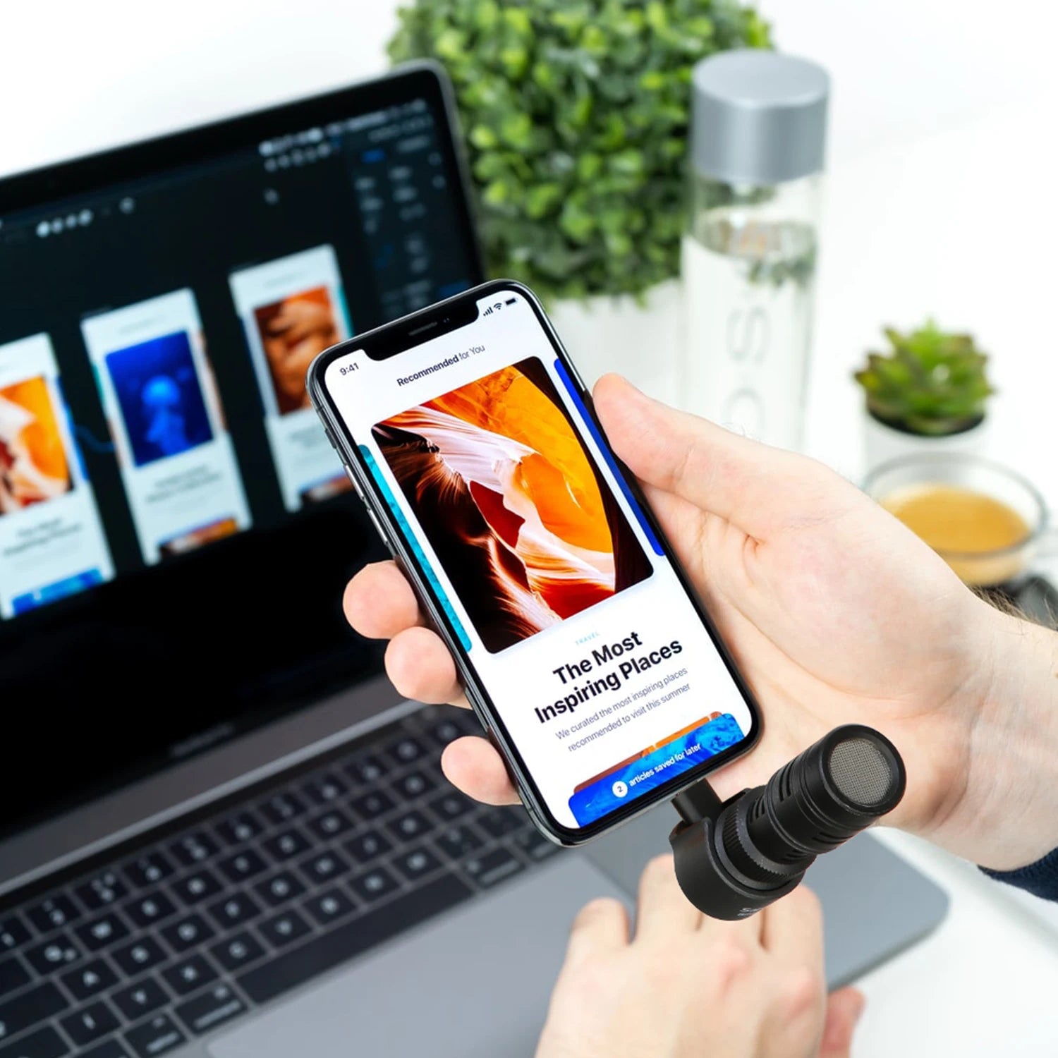 Saramonic SmartMic + Di/UC Tipe-C Rigtinggewende Mikrofoon met Skuimwindskerm vir IOS iPhone 13 11 7 7 plus Android-slimfone
