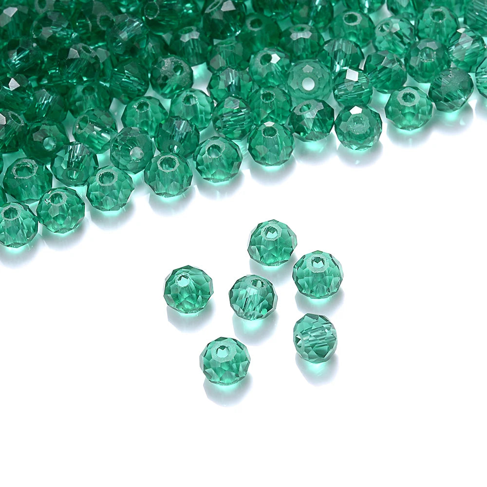 Cicifu Mix Green 3/4/6mm 40/120pcs Rondelle Austria Faceted Crystal Glass Beads Round Loose Beads for Jewelry Making Finding
