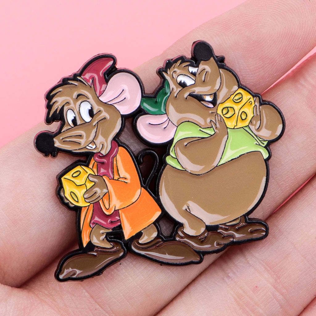 Fairy Tale Enamel Pins Cute Cartoon Mouse Brooches for Backpacks Clothing Lapel Badges Anime Jewelry Gift for Kids Women