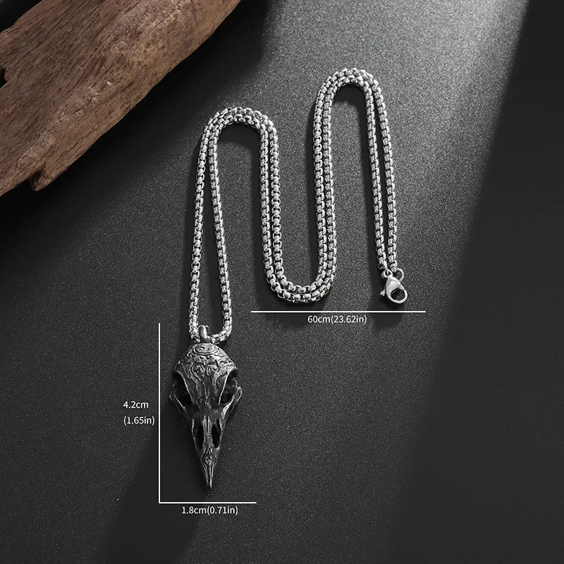 Retro Nordischer Stil Krähenschädel Anhänger Tier Vogel Halskette für Herren Personalisierter Schmuck Glücksbringer Geschenk