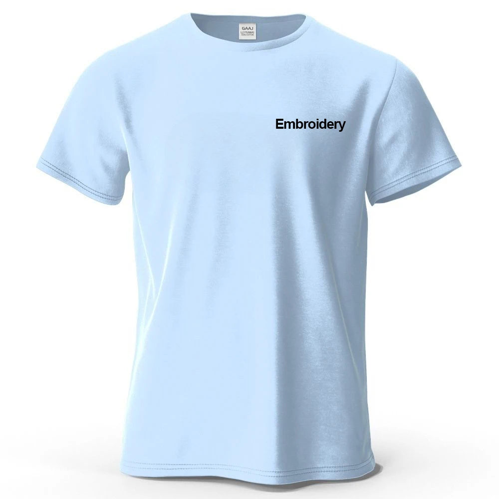 Custom Embroidery T Shirt Premium 100% Cotton T shirt Diy Your Own Design Brand Company Team Pet Animal Logo Men Women Tee Tops