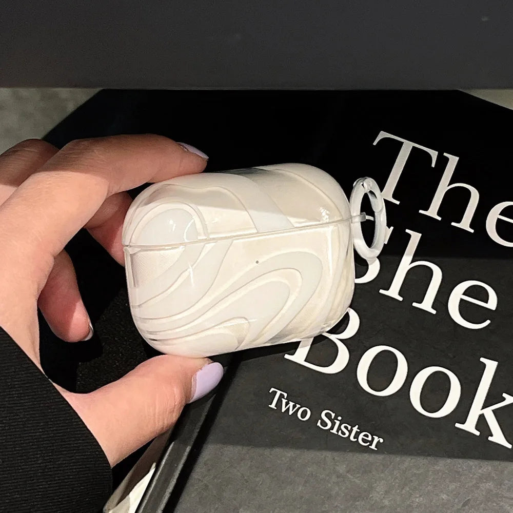 Deursigtige Silikoonhouer Vir AirPods2 3 4 Pro 2 2de Generasie Oorfone Toebehore Beskermingsbedekking Eenvoudige Wit Kromme Met Sleutelhouer