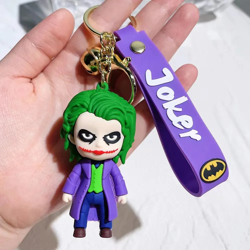 Cute Cartoon Keychain PVC Soft Rubber Animel Batman Joker Doll Pendant Ornaments Gift