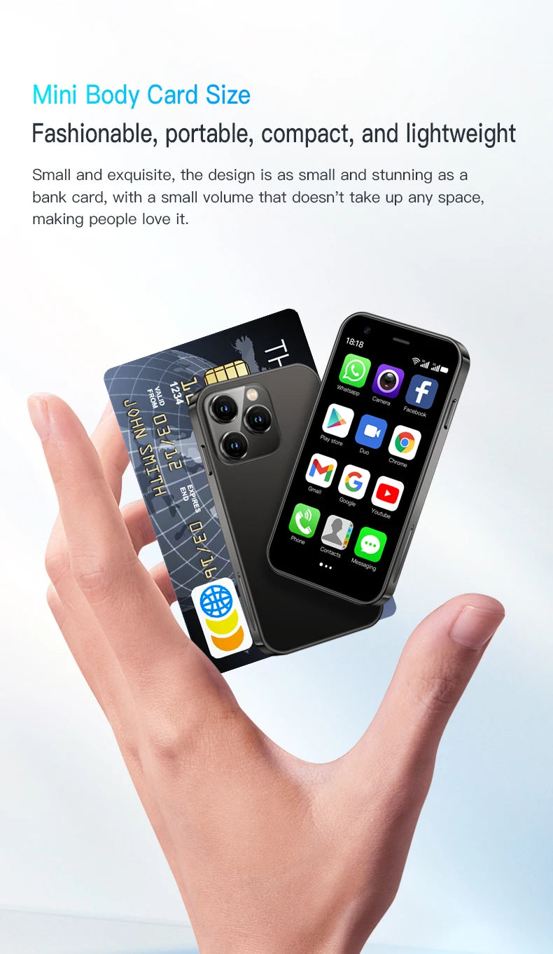 SERVO Mini Smartphone 3.0" Display 2GB+16GB 3G WCDMA Facial Recognition WiFi GPS Play Store Android Smart Phone Dual SIM Standby