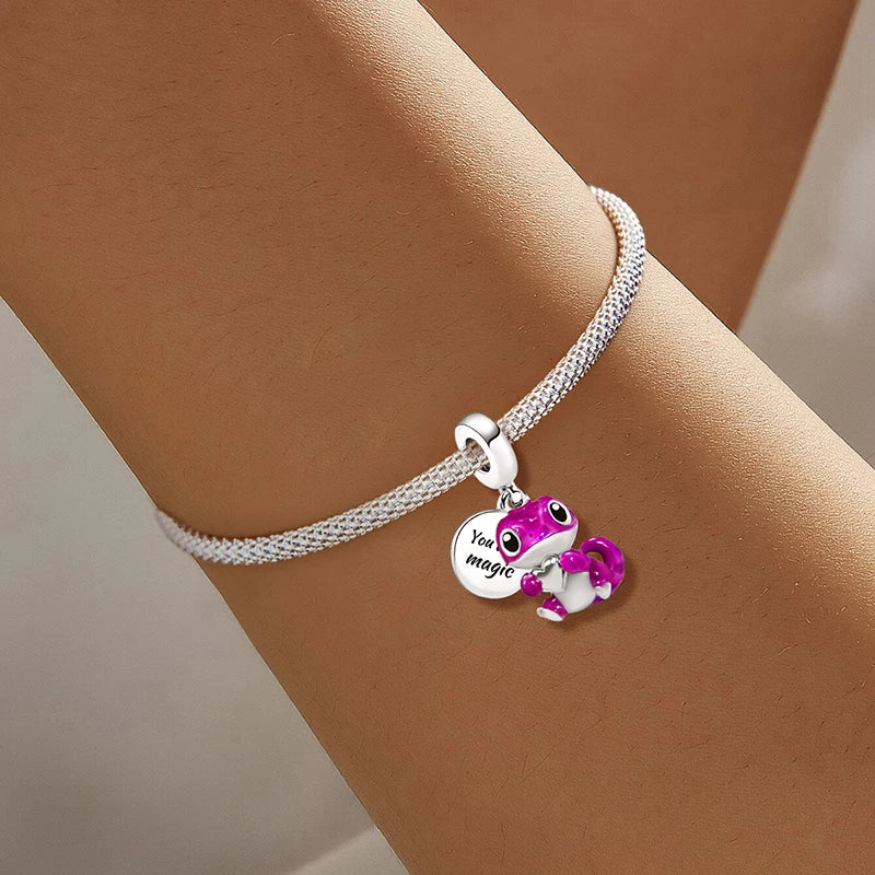 925 Sterling Silver Owl Dinosaur Panda Chameleon Cute Charm Bead Fit Diy Bracelet Bangle Making Gift of High Quality Jewelry
