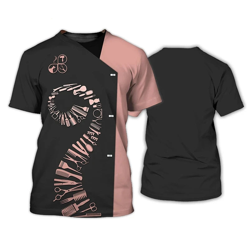 Hairdresser  Men's Fashion 3D Printed T-shirt Casual Fun Short Sleeve Barber Men's Graphic T-shirt Tees Y2k Tops Mens Clothing