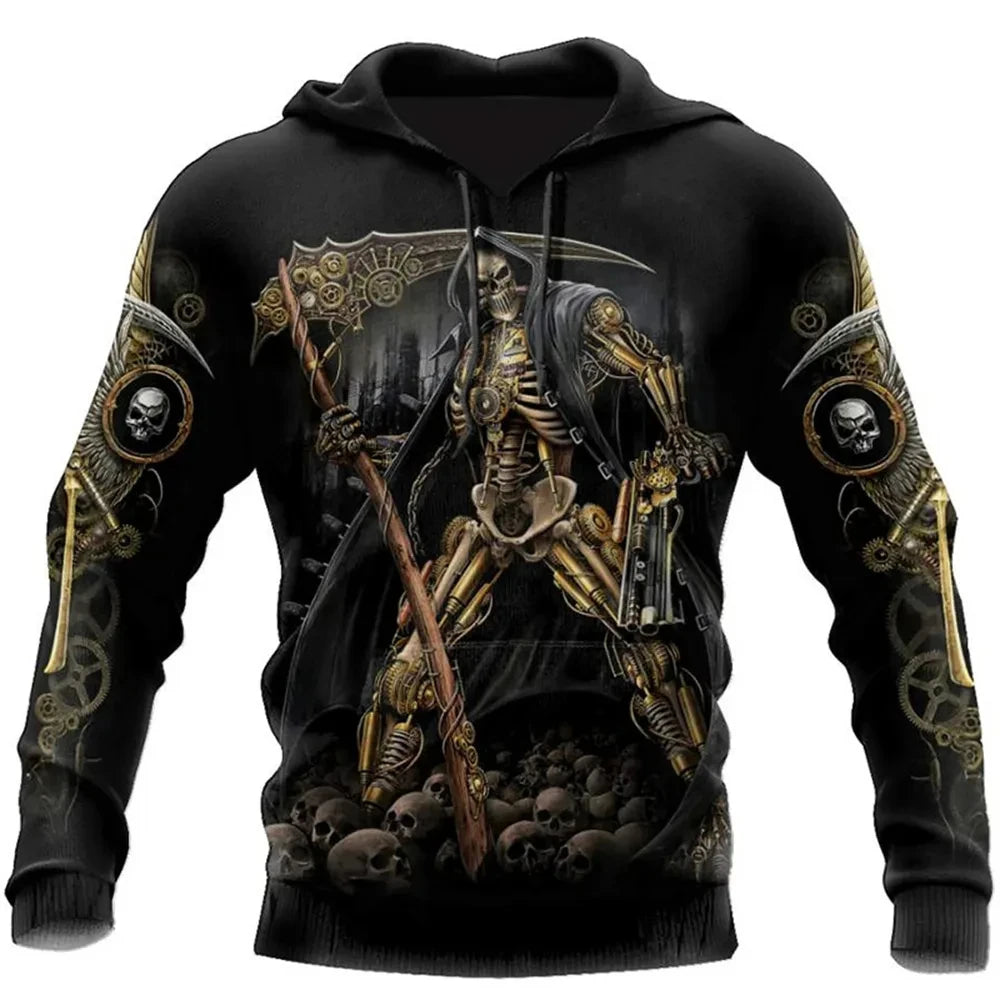 Vintage Skull 3D Print Hoodie Men/Women Casual Fashion Hoodies 2026 Pullover Sweatshirts Oversized Unisex Men Coat