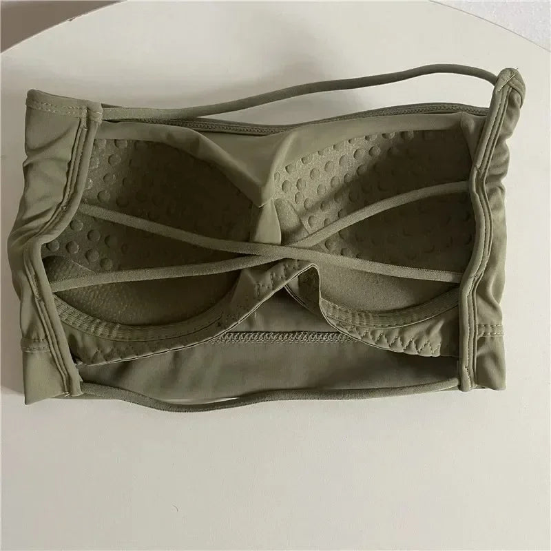 Seamless Tube Top Ice Silk Sexy Wrap Chest for Women Push Up  Bras Strapless Underwear Solid Color  Bralette Lingerie Tops