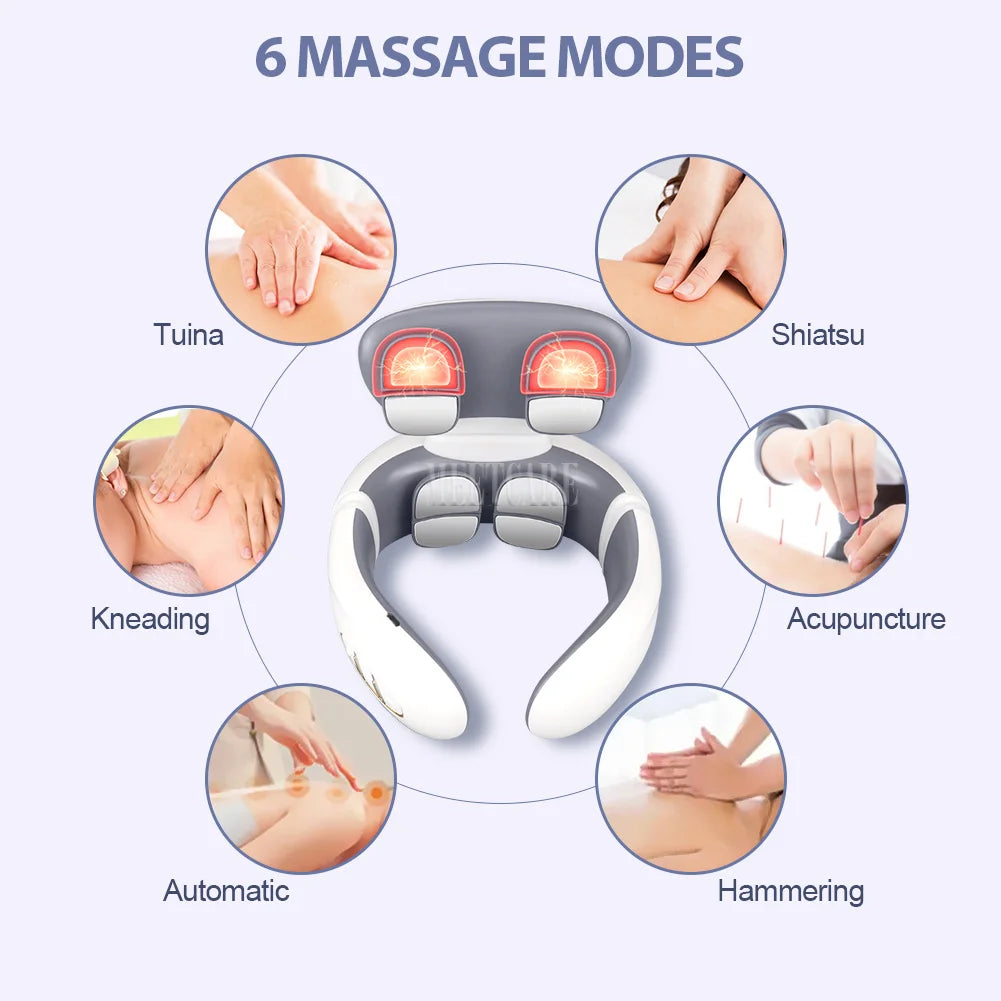 TENS Pulse Back Neck Massage 4 Models Electric Smart Shoulder Cervical Massager Muscle Beating Health Care Tool