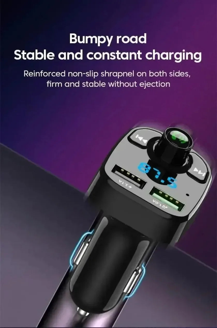 XIKCU LED MP3 Car Bluetooth FM Hands-Free Bluetooth-compaitable 5.0 Transmitter 3.1A QC3.0 PD Type C Dual USB Car Charger