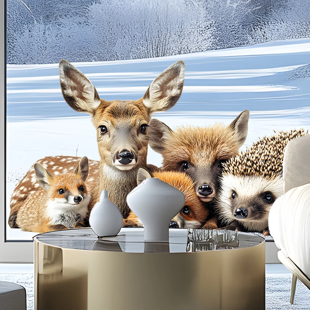 1PC  New fully transparent simulation fox, deer, hedgehog, glass stickers for living room, bedroom, kitchen, balcony, home decor