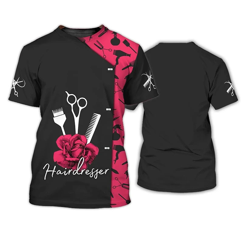 Hairdresser  Men's Fashion 3D Printed T-shirt Casual Fun Short Sleeve Barber Men's Graphic T-shirt Tees Y2k Tops Mens Clothing