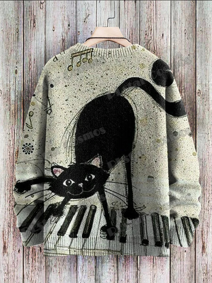 Abstract Art Girl Multicolor Pattern 3D Printed Men's Crewneck Knitted Pullover Winter Unisex Casual Knit Pullover Sweater ZZM47