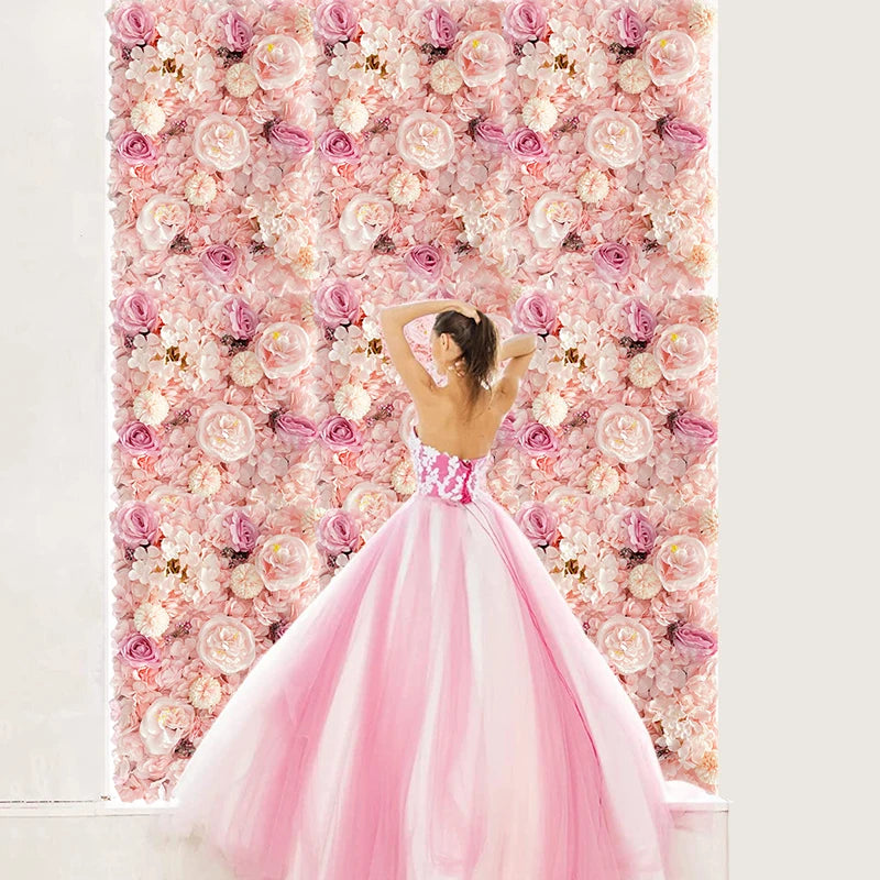 Silk Rose Flowers 3D Backdrop Wall Wedding Decoration Artificial Flower Wall Panel for Home Decor Backdrops Baby Shower
