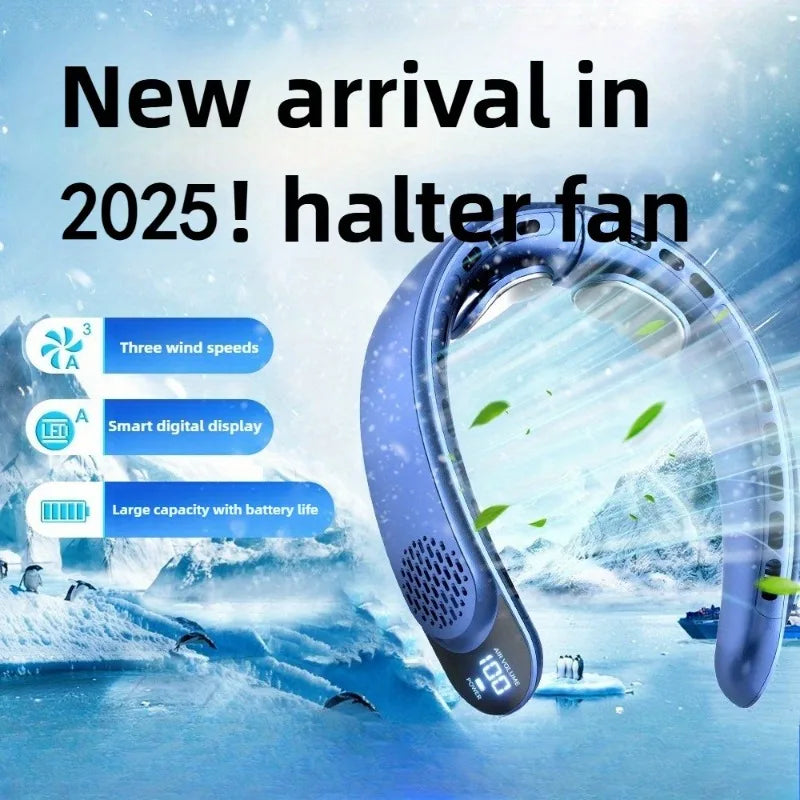 Neck Fan 360° Cooling Bladeless USB Rechargeable 4000mAh Portable Hanging Fan LED Display 3 Speed Quiet Personal Wearable Fan