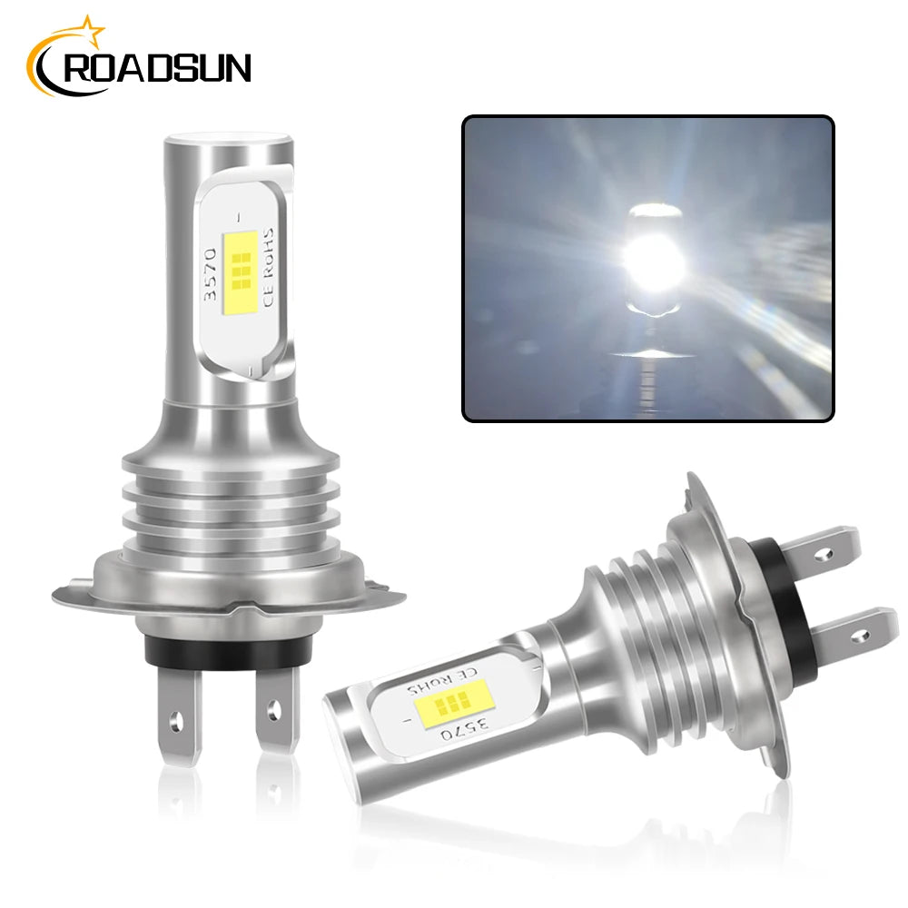 2PCS H7 6000K White Super Bright Headlight Fog Bulbs 3570 CSP-Chips High/Low Beam Plug&Play