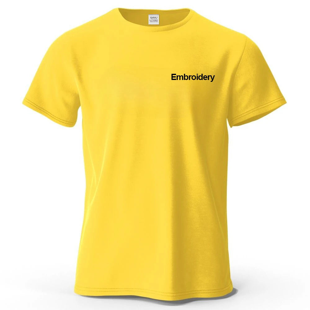 Custom Embroidery T Shirt Premium 100% Cotton T shirt Diy Your Own Design Brand Company Team Pet Animal Logo Men Women Tee Tops